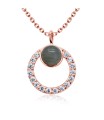 Grey Quartz with CZ Crystal Silver Necklace SPE-5150